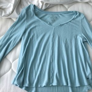 Long sleeve teal knit shirt